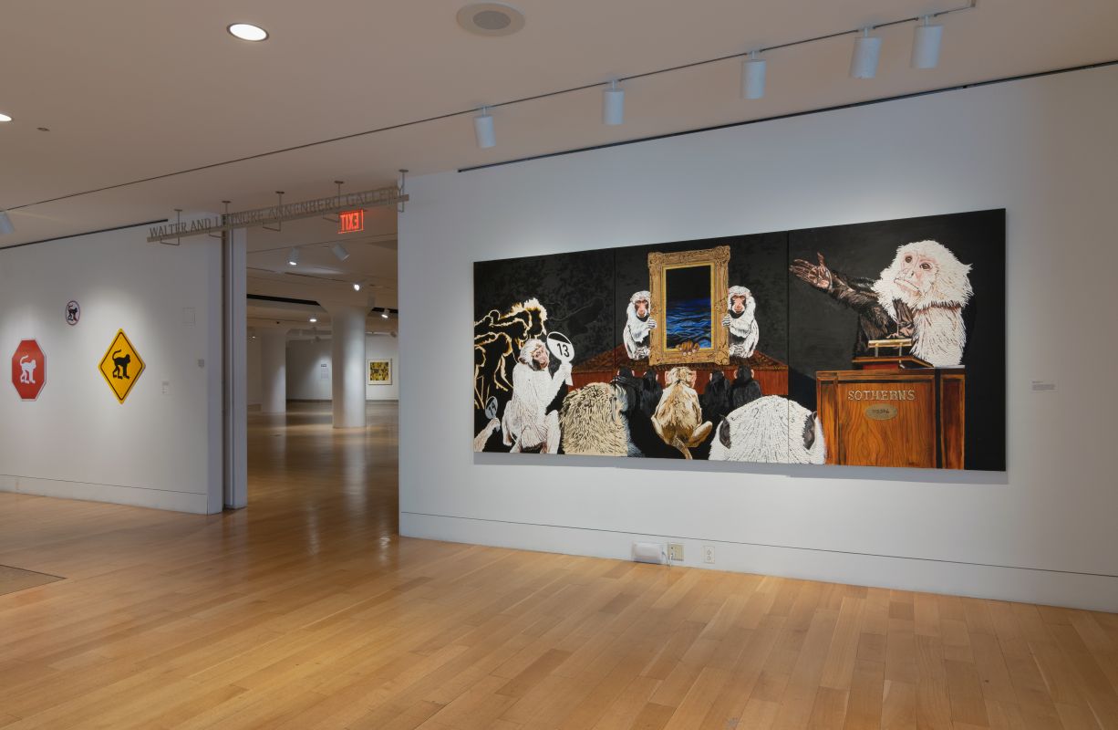 installation view of American+ with oil painting