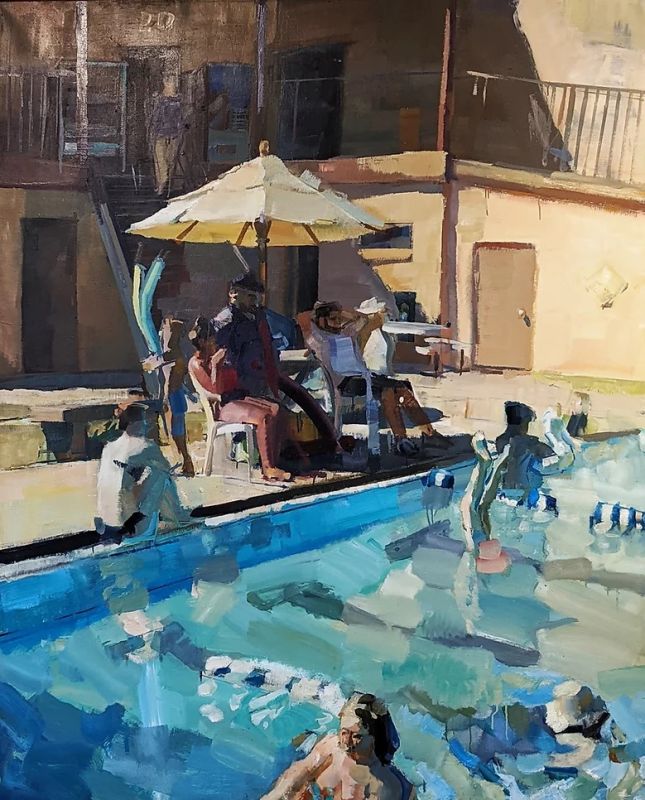 painting of outdoor pool
