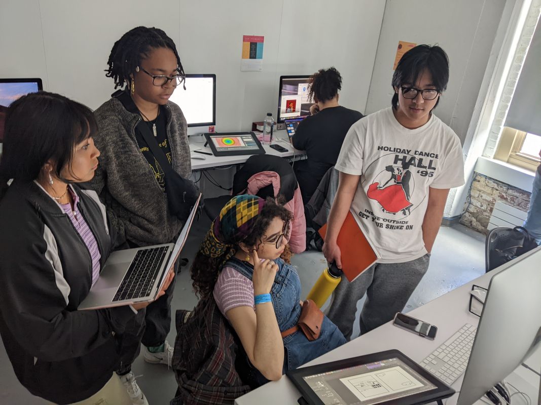 group of students in computer lab