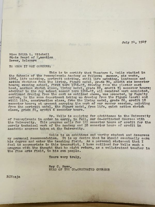 Letter from Edith L. Mitchell to Roy C. Nuse.