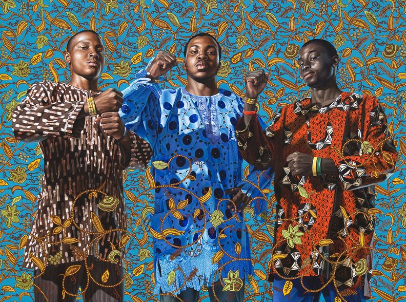 Kehinde Wiley, Three Wise Men Greeting Entry into Lagos, 2008, oil on canvas, 72 x 95 1/4 in. Frances and Joseph Nash Field Fund © Kehinde Wiley, 2009.20.