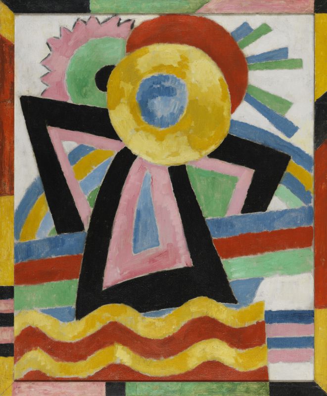 Marsden Hartley’s Flower Abstraction bursts with vivid color and jagged forms, blending Cubist structure with floral energy in a bold, Berlin-period composition.