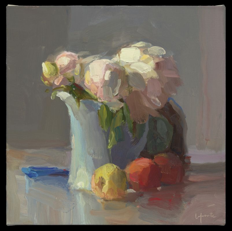 Peaches, Peonies, and Scissors 12x12 O_L 2017