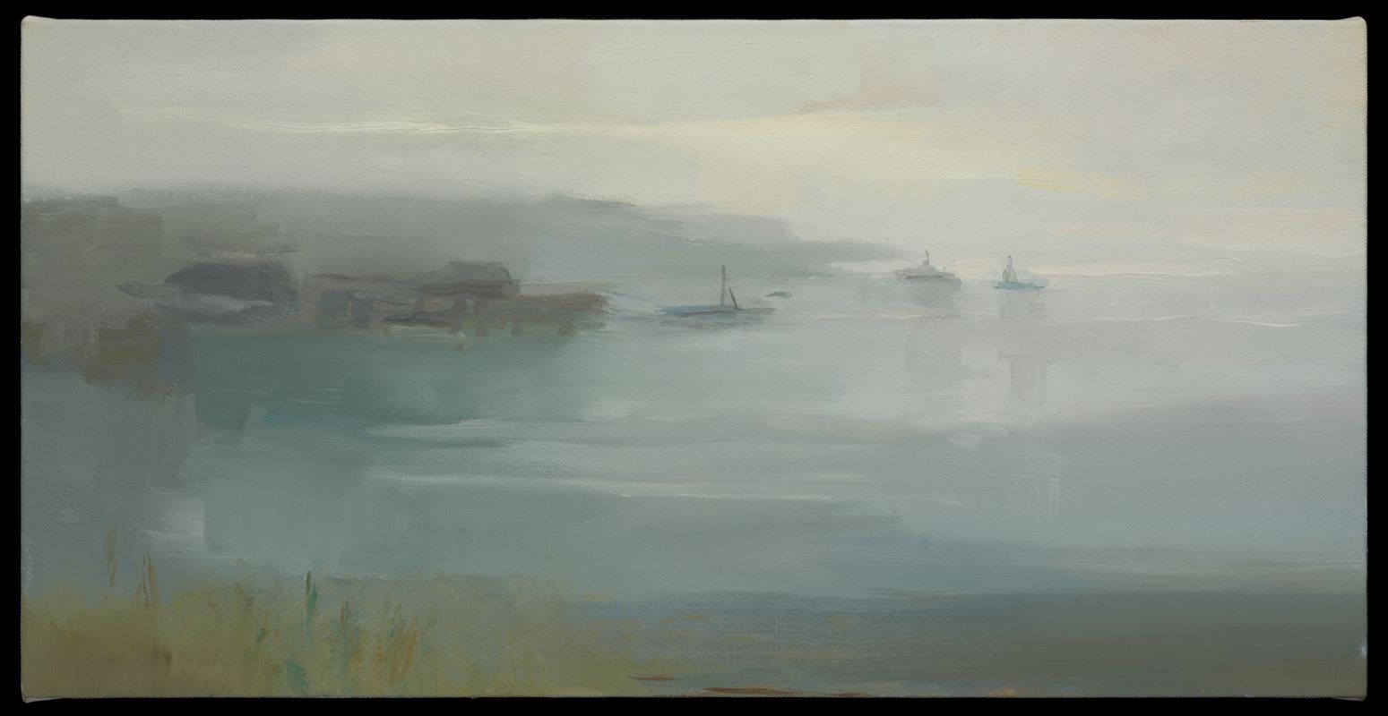 Fog at Dawn, Harbor View 15x30 O_L 2017
