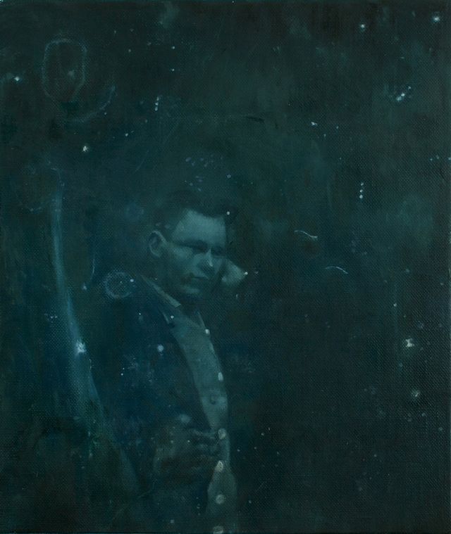 Sherif Habashi, Familiar Work, 2015, oil on linen, 11.5 x 9.75 in