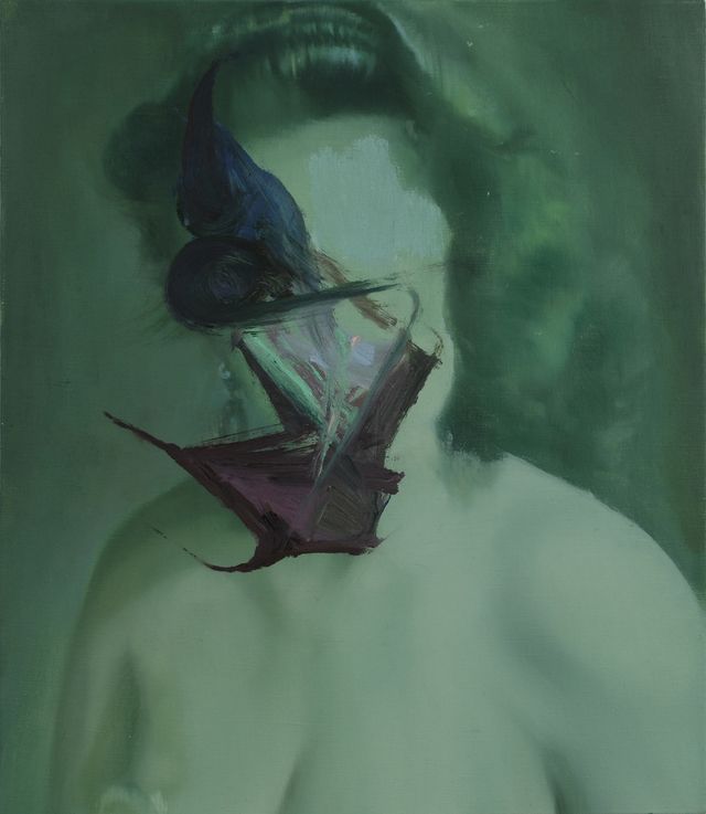 Sherif Habashi, Her Way, 2015, oil on linen, 19.5 x 17 in