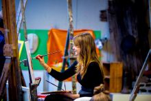 a student works on a project.