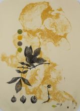 Image: Emma Keller, New Life (Artist Proof). Two color lithograph with watercolor on Arches Cover, Cream. 29 x 21 inches.