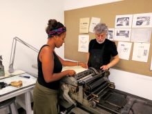 Student and Teacher at Letterpress