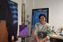 Claudia Valenti (MFA '20) in her studio