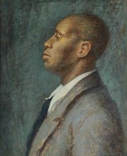 side view portrait of Julius T. Bloch by Horace Pippin