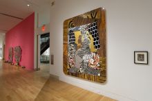 Mickalene Thomas, (b. 1971) Din Avec la Main Dans le Miroir on gallery wall