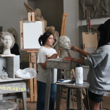 Students sculpting in Cast Hall