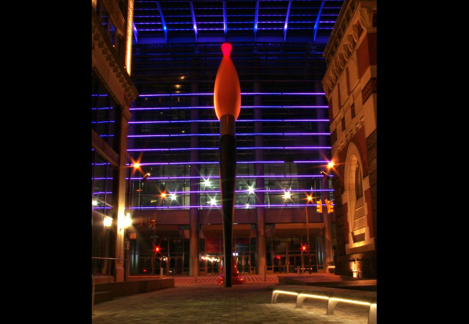 <em>Paint Torch</em> by Claes Oldenburg facing Pennsylvania Convention Center