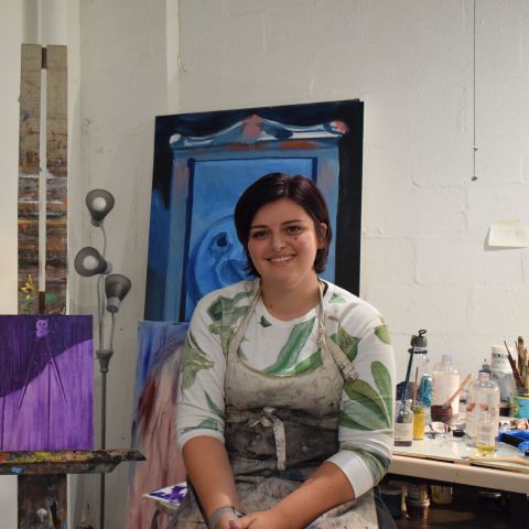 Claudia Valenti (MFA '20) in her studio
