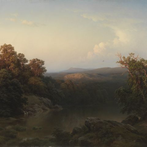 Paul Weber, "Landscape: Evening" (1856). Oil on canvas, 60 1/4 x 86 inches. 