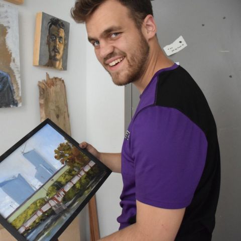 In the studio with Daniel Flinchbaugh (BFA '19).