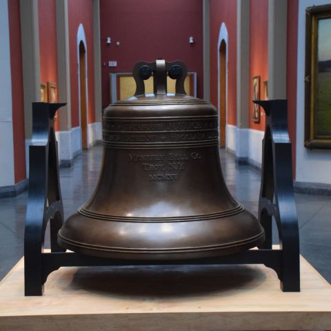 replica justice bell installed the HLB rotunda, august 2019