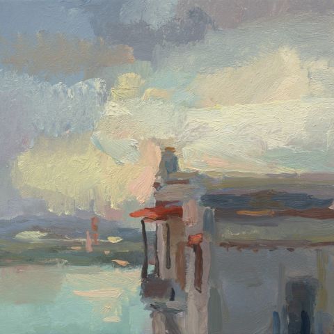 Casa Blanca, Evening 16x20 oil on linen 2020