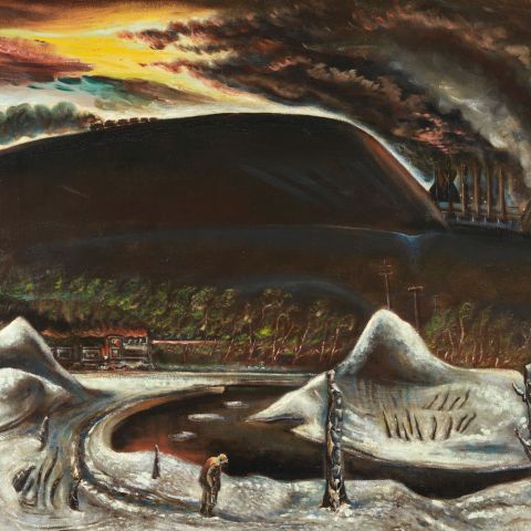 Hubert Davis, Spring in the Coal Regions, 1944, oil on canvas, 26” x 36”, 1945.2.
