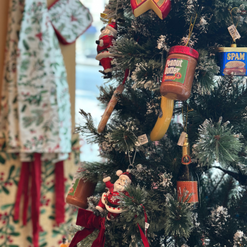holiday display in the museum store