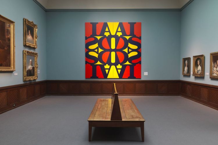 Great AIDS (Ultramarine Blue) by the artist group General Idea installed at PAFA