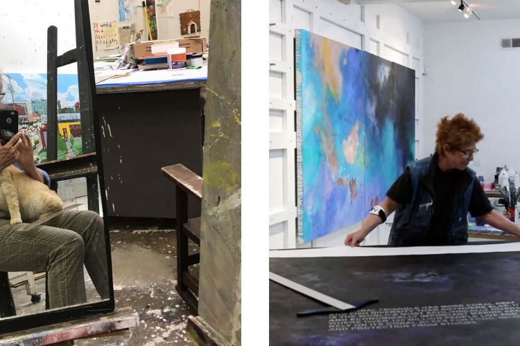 Studio Shots of Sarah McEneaney and Diane Burko