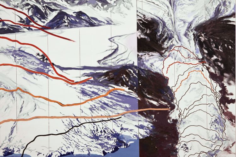 Columbia Glacier Lines of Recession 1980-2005, 51”x60, 2011 