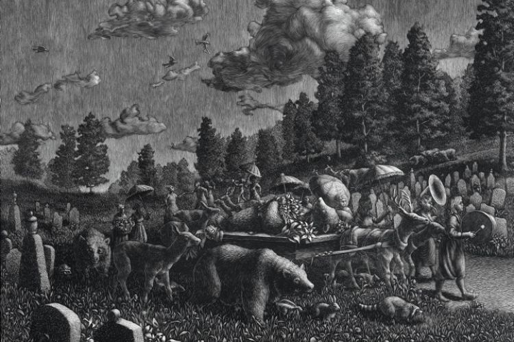 SECOND LINE Scratchboard, 16 x 20,Kate Samworth