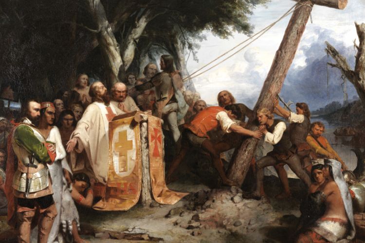 De Soto Raising the Cross on the Banks of the Mississippi, Peter Frederick Rothermel, 1851