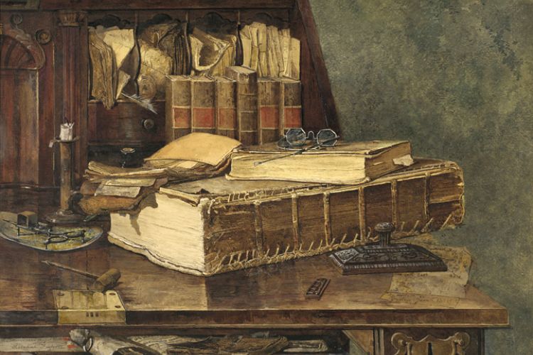 Books on desk