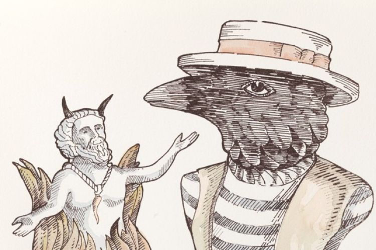 Fanciful figures argue