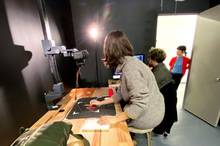 Students in stop-motion studio