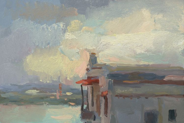 Casa Blanca, Evening 16x20 oil on linen 2020