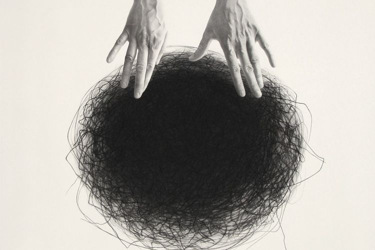 Elena Peteva, Turmoil and Silence charcoal on paper 30" x 28" 2021