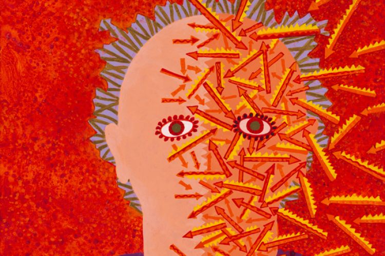 Linda Lee Alter's painting Pain, Pain. Fear, Fear, Fear.