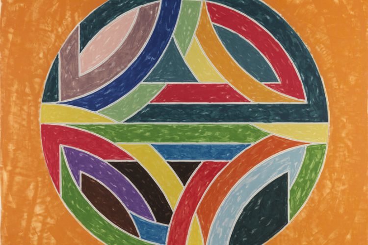 Frank Stella (b. 1936), Sinjerli Variation Squared with Colored Ground IV, 1981, Offset lithograph and screenprint on Arches Cover paper, 32 x 32 in. Bequest of Bernice McIlhenny Wintersteen.