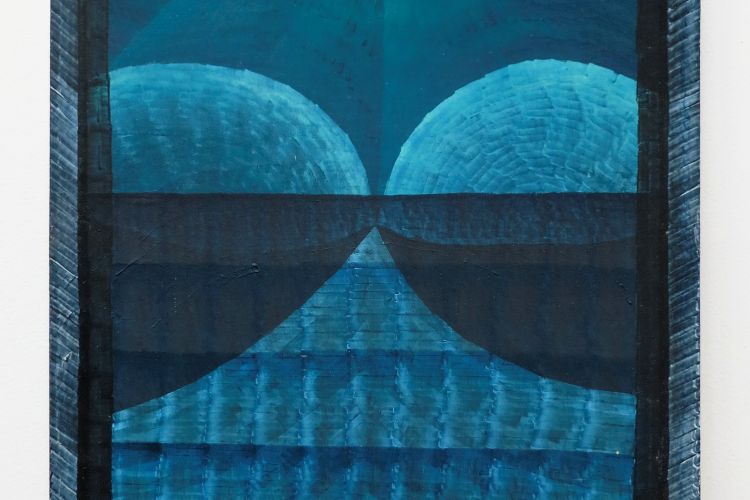 Untitled (A Mind In a Field of Time) - blue abstract painting by Patrick Maguire