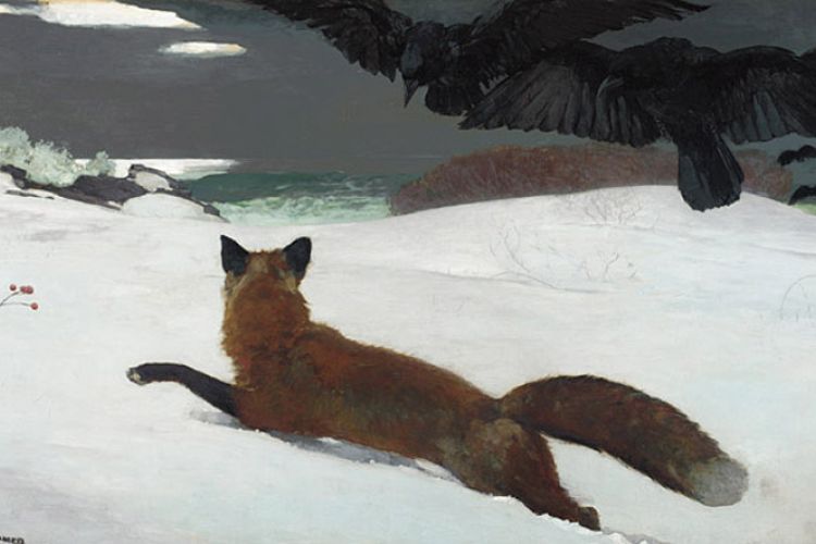 image of the "Fox Hunt" painting by Winslow Homer.