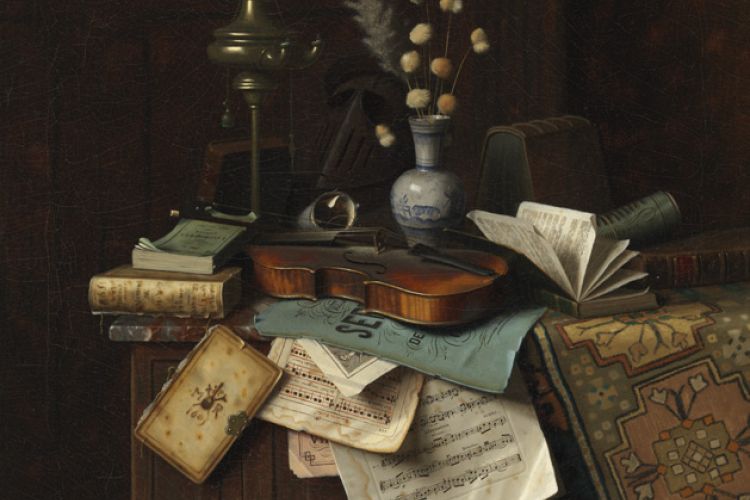 William Michael Harnett (1848-1892), Still Life, 1887, Oil on canvas, framed: 43 3/4 x 39 1/4 x 2 1/2 in. (111.125 x 99.695 x 6.35 cm.); unframed: 24 1/4 x 20 in. (61.595 x 50.8 cm.),