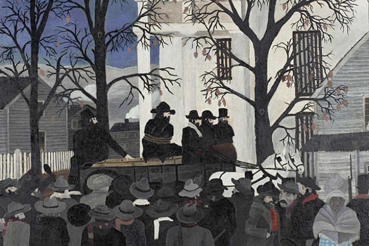 Oil painting by Horace Pippin entitled, "John Brown Going to His Hanging"