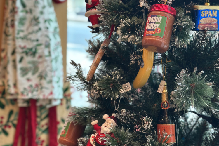 holiday display in the museum store